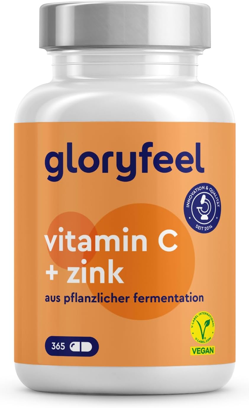 Magnesium 600 mg – Vitamin C + zinc - 365 vegan capsules - 1000 mg buffered vegetable vitamin C (acid-free and stomach friendly) plus 20 mg zinc per daily dose - laboratory tested without additives made in Germany.