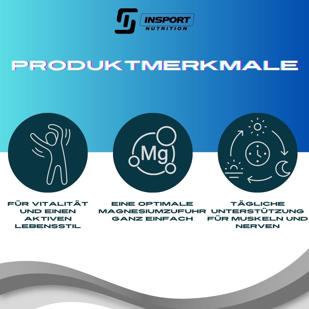 Magnesium Komplex mit B6 & Zink – Insport Magnesium B6 Forte with 300 mg Magnesium & 3 mg Vitamin B6 - High Dose Citrate Complex Against Muscle Cramps & Fatigue