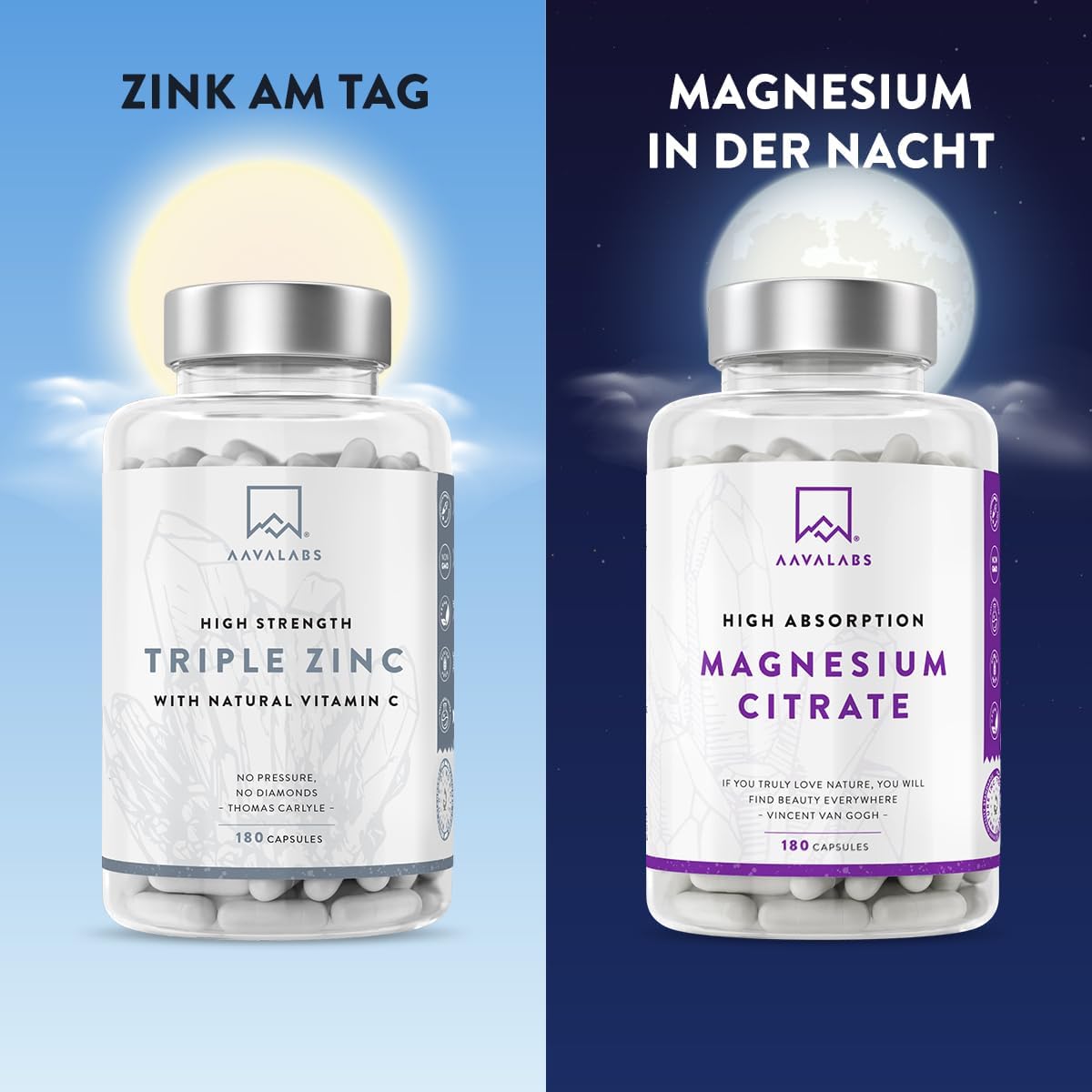 Magnesium Komplex mit B6 & Zink – AAVALABS® - Premium Zinc Tablets - 25mg - Comprehensive Mix - 3 x Types of Zinc - Zinc Bisglycinate (Zinc Chelate), Zinc Picolinate and Zinc Monomethionine - 180 Tablets - Laboratory Tested and Vegan – Bild 13