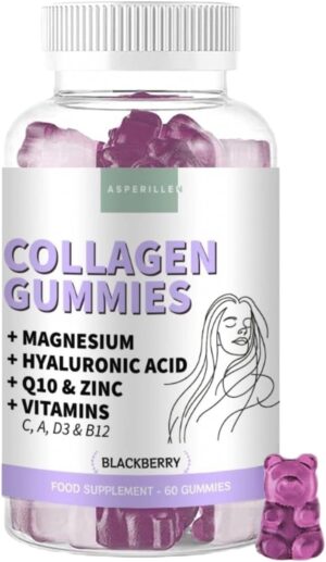 Magnesium Komplex mit B6 & Zink โ Collagen Gummy Bears with Hyaluronic Acid - Premium Collagen Complex for Skin, Hair, Nails, Bones and Joints - Collagen Gummies with Vitamin C, Magnesium, Q10, Zinc - 60 Units