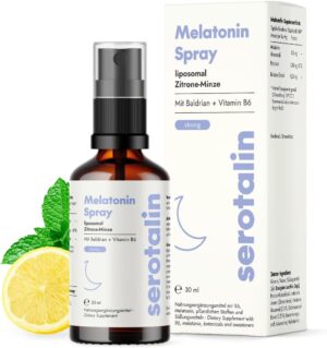 Schlaf-Magnesium mit Melatonin – Natürlich einschlafen & durchschlafen – serotalin Melatonin Spray Liposomal for 200 Nights Alcohol-Free Sleep Spray with Valerian & Lemon Mint Sleep Aid for Adults 30 ml