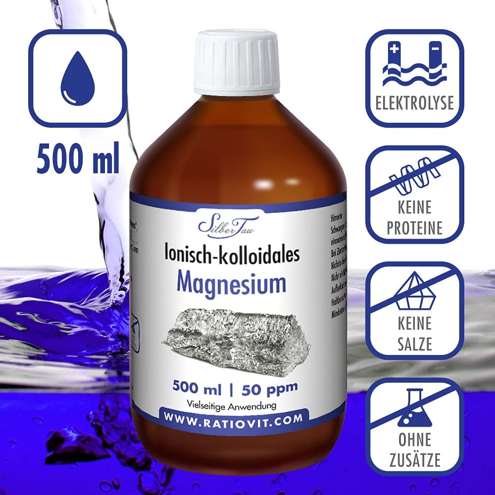 Magnesium Komplex mit B6 & Zink – Ionic Colloidal Magnesium - 500ml Liquid - 50ppm High Purity Elementary Magnesium - No Complex - No Additives - For Nerves, Muscles and Energy – Bild 2
