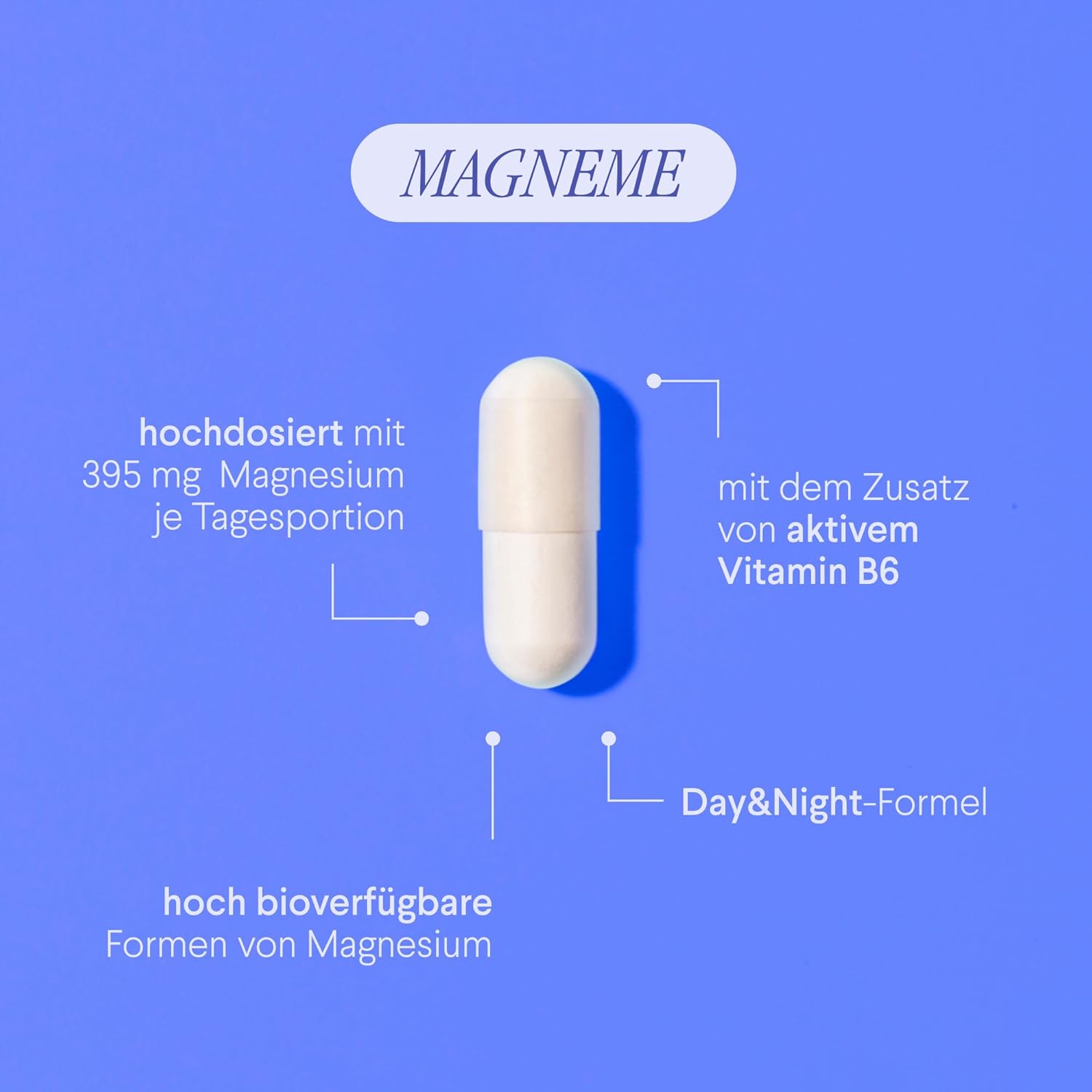 Schlaf-Magnesium mit Melatonin – Natürlich einschlafen & durchschlafen – Health Labs Care MagneMe Day and Night - Magnesium with Vitamin B6-4 Magnesium Forms: Citrate, Bisglycinate, Taurate & Malate - High Dose - Vegan - Laboratory Tested - 120 Capsules – Bild 3