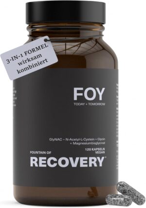 Magnesium 600 mg – FOY® 3-in-1: GlyNAC (NAC + Glycine) and Magnesium, High Dose, Odourless Thanks to Activated Carbon, Laboratory Tested, Pack of 120, N Acetyl L Cysteine, No Unnecessary Additives, Vegan