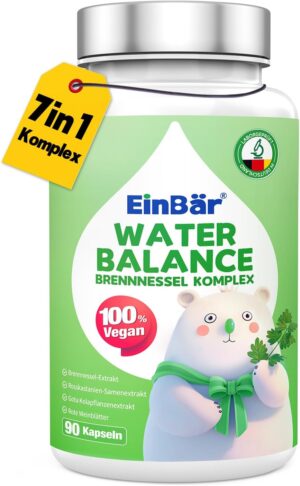 Magnesium Komplex mit B6 & Zink – Water Balance - 7-fold Nettle Complex with Magnesium, Horse Chestnut & Gotu Kola - 90 Vegan Capsules to Support Water Balance - Laboratory Tested
