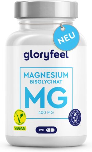 Magnesium 400 mg – Magnesium Bisglycinate High Dose - For Muscles, Bones and Electrolyte Balance - Highest Bioavailability - 120 Capsules Magnesium Glycinate without Additives - Vegan & Laboratory Tested