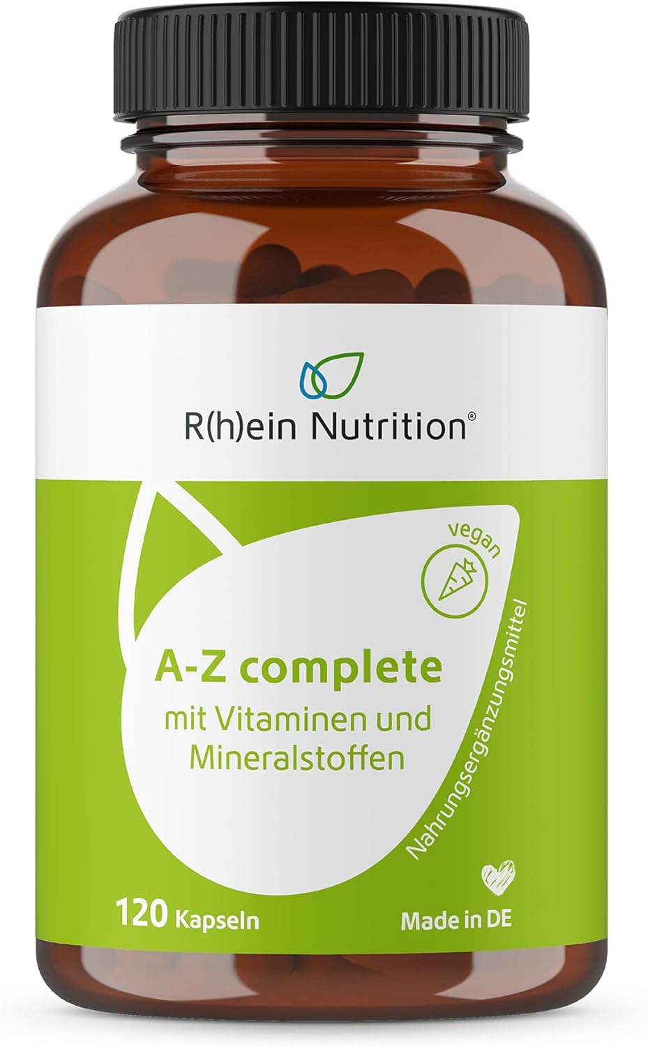 Magnesium Komplex mit B6 & Zink – A-Z Complete - Multivitamin Capsules High Dose - Minerals - 120 Capsules - Zinc Vitamin B Complex Magnesium - Vegan Without Additives - Made in Germany - Rhein Nutrition