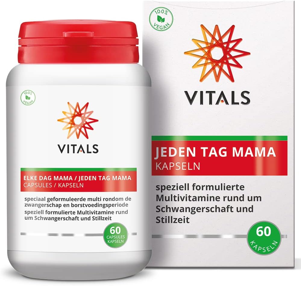 Magnesium Komplex mit B6 & Zink – Vitals Jeden Tag Mama Capsules - Multivitamins for Pregnancy & Breastfeeding, 60 Capsules, Vegan. With Natural Auxiliary Ingredients