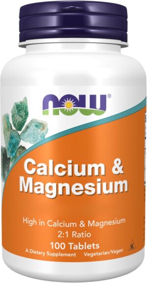 Magnesium 250 mg – Now Foods, Calcium & Magnesium, 100 Vegan Tablets, 500 mg, 250 mg Calcium & Magnesium per Dose, Gluten Free, Soy Free, Neutral in Taste