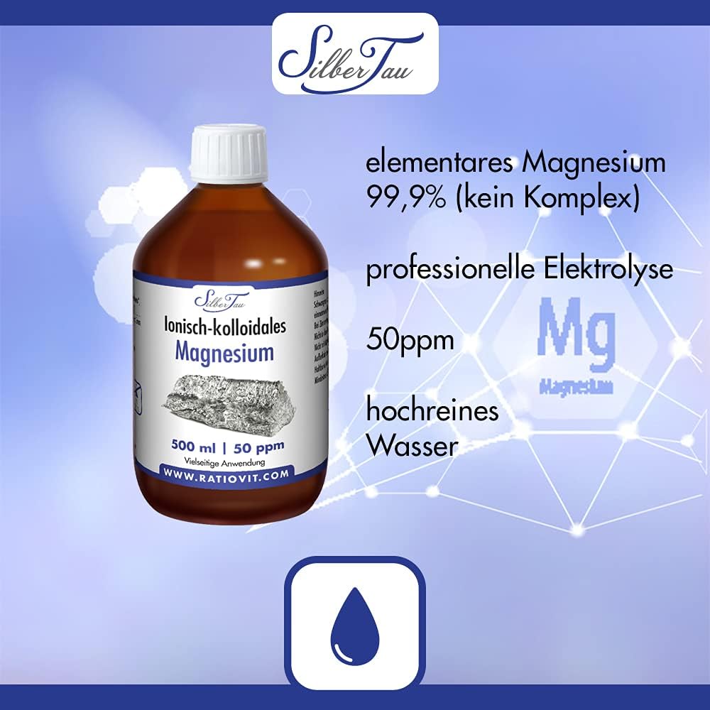 Magnesium Komplex mit B6 & Zink – Ionic Colloidal Magnesium - 500ml Liquid - 50ppm High Purity Elementary Magnesium - No Complex - No Additives - For Nerves, Muscles and Energy – Bild 5