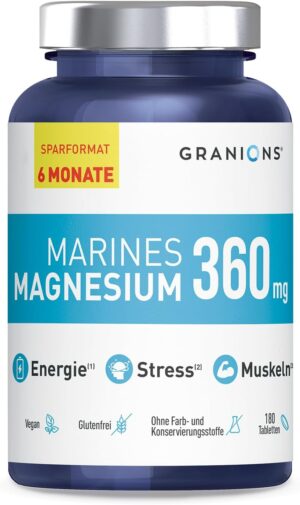 Magnesium Komplex mit B6 & Zink โ Magnesium Capsules 360 mg - 6 Months Format - 180 Capsules - Vitamin B6 - Stress, Energy and Muscles - Sea Magnesium and Vitamin B6 - Magnesium B6-180 Tablets