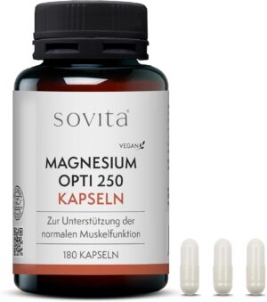 Magnesium 250 mg – sovita Magnesium Opti 250 Capsules | High Dose & Vegan | For Muscles, Nerves & Energy Metabolism