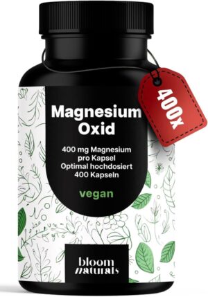 Magnesium 400 mg – Magnesium 669mg Capsules High Dose - 400 Capsules - of which 400 mg Magnesium Oxide per Capsule, Vegan & Produced in Germany Laboratory Tested - Packaging May Vary