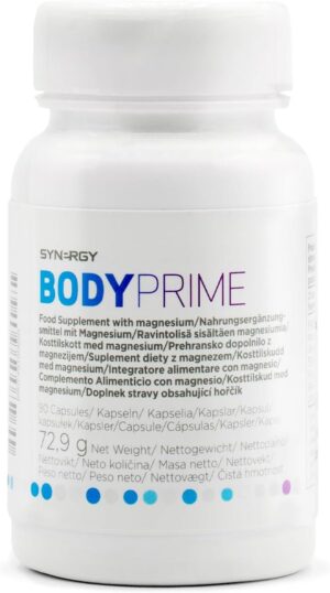 Magnesium 400 mg – Synergy Worldwide Body Prime, 90 capsules, 400 mg magnesium, apple pectin and plum powder, digestive and nervous system support, 72.9 g