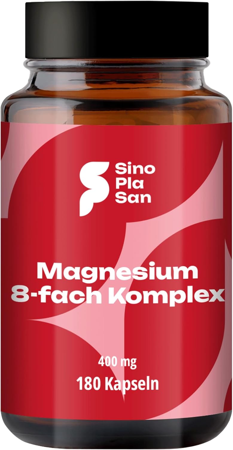 Magnesium 400 mg – Magnesium 8-fold complex 400 mg | 180 capsules | 400 mg elemental magnesium | 8 different magnesium types | high dose | made in Germany | laboratory tested