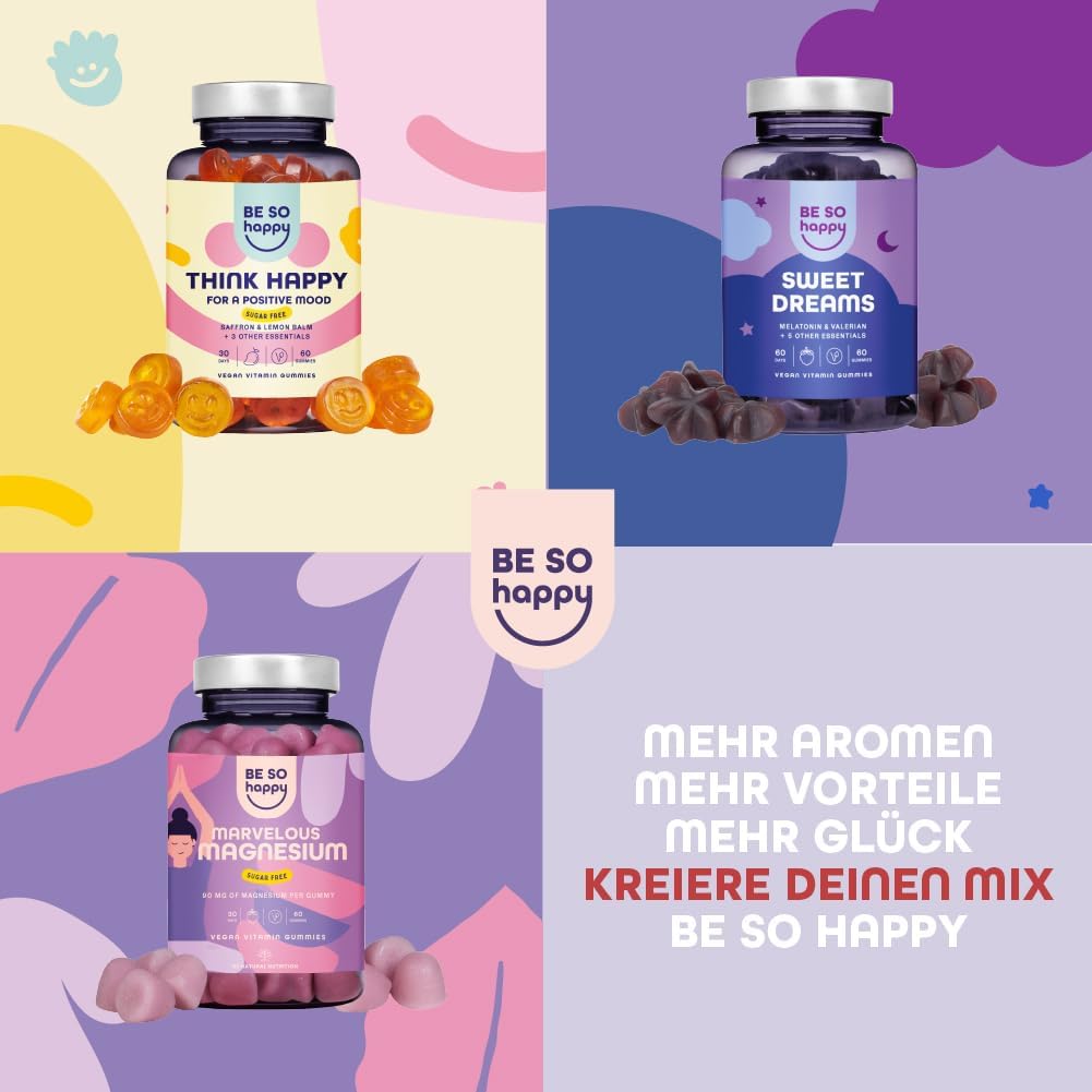Schlaf-Magnesium mit Melatonin – Natürlich einschlafen & durchschlafen – Magnesium Gummies 180 mg, Magnesium for Children and Adults, Magnesium Citrate 1607 mg per Dose, 60 Magnesium Gummy Bears for Fatigue, Muscles & Nervous System, Marvelous Magnesium BeSoHappy – Bild 9