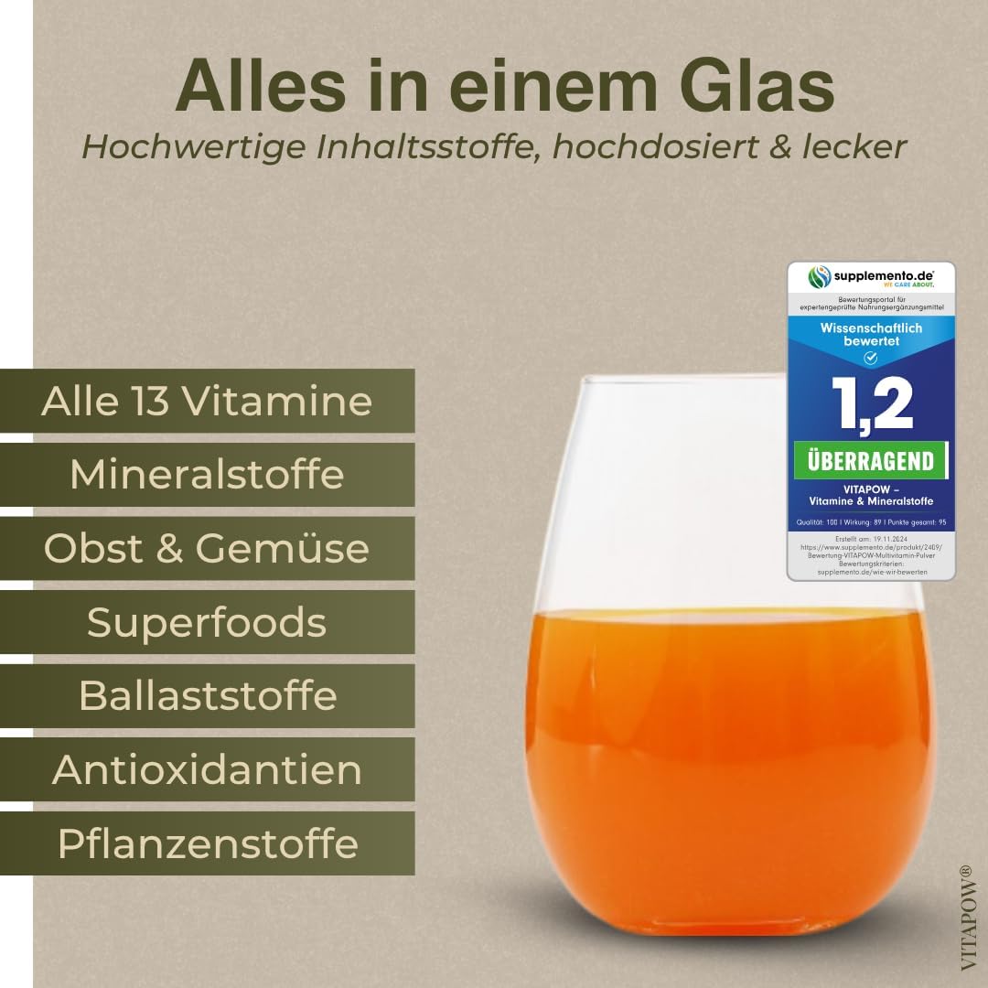 Magnesium Komplex mit B6 & Zink – Multivitamin Powder + Magnesium, Zinc & Selenium - Vitamins A-Z High Dose - Strengthen Immune System - High-Quality Micronutrients - No Added Sugar - Vegan - Made in Germany - ACE Flavour – Bild 2