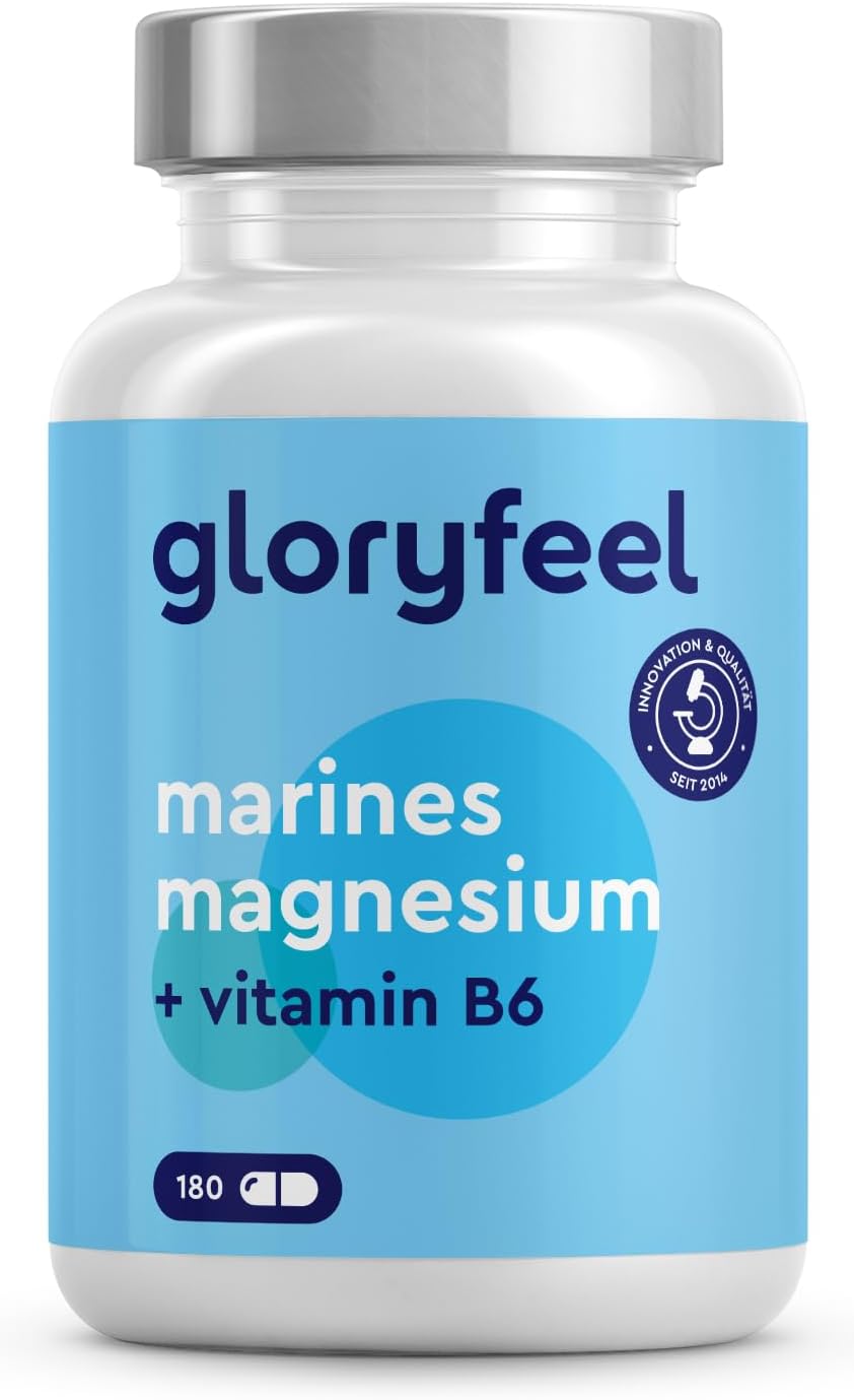 Magnesium 600 mg – Magnesium Marine - High Quality Magnesium Pure and Elementary from Sea Salt - Made of Magnesium Oxide - Additionally Enriched with Vitamin B6 - 100% Vegan & Carefully Laboratory Tested