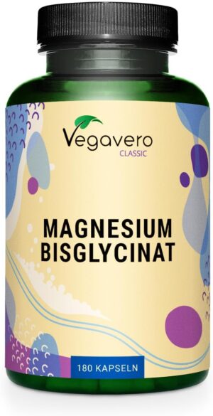 Magnesium 250 mg – Magnesium Bisglycinate Capsules High Dose 400 mg Elementary Magn. per Day Against Fatigue Laboratory Tested & Vegan No Fillers and Additives German Production Vegavero®
