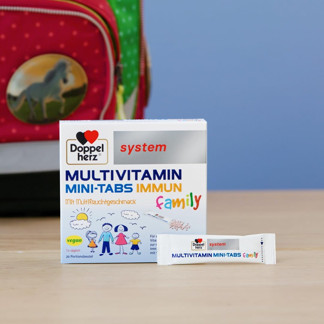 Magnesium Komplex mit B6 & Zink – Doppelherz System Multivitamin Mini Tabs Family - Nutrients for the Whole Family - Vitamin C and Zinc for the Immune System - 20 Portion Bags – Bild 2