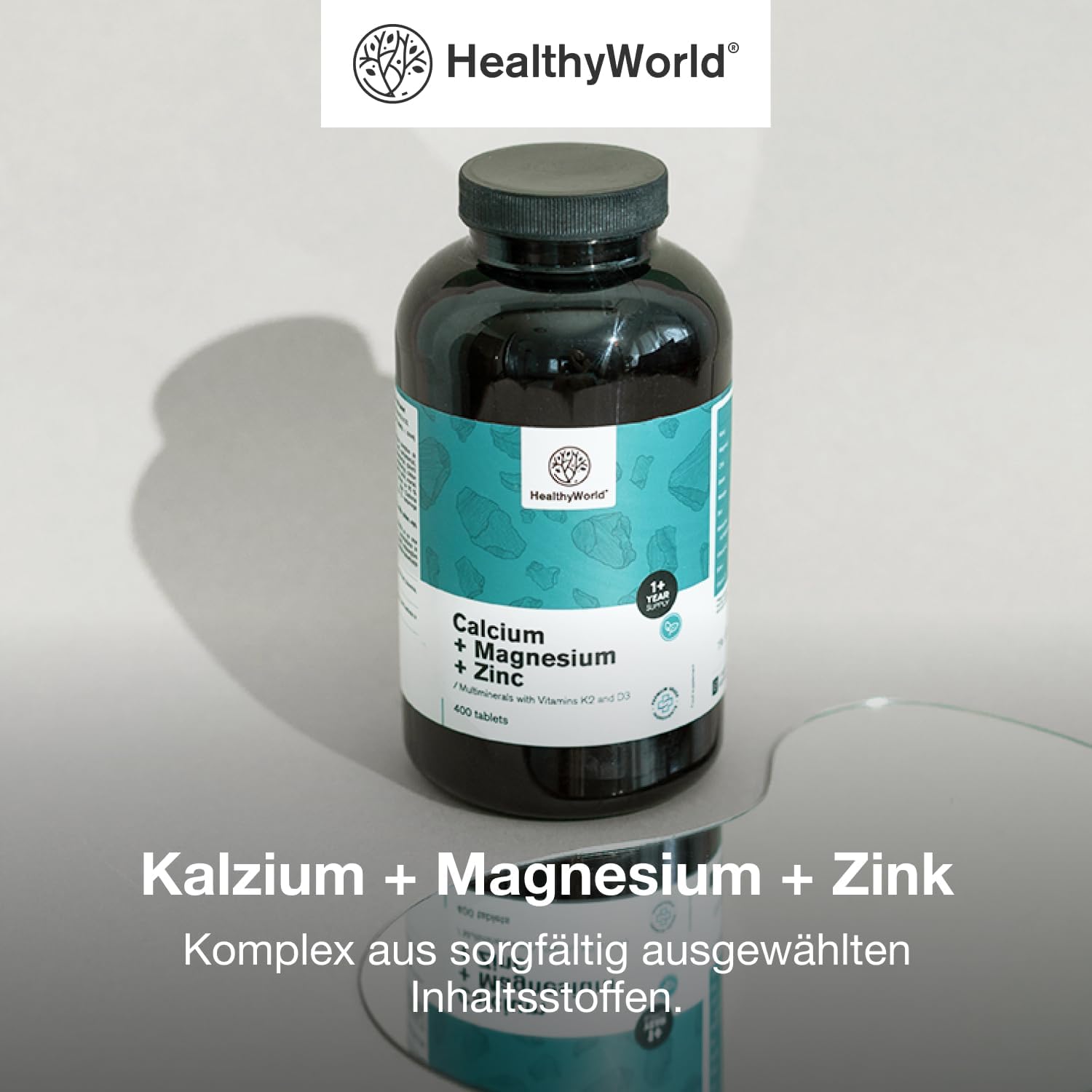Magnesium Komplex mit B6 & Zink – Calcium + Magnesium + Zinc - Complex with 2 Vitamins & 7 Minerals - 400 Tablets - With Vitamin D3 & K2 - Support for Vitality & Immune System - More Than 6 Months Supply – Bild 5