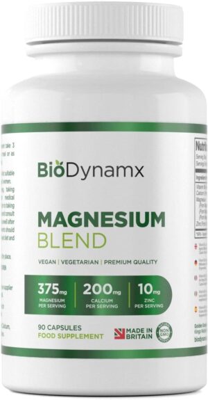 Magnesium 400 mg – Magnesium 3-in-1 Complex 375 mg - Glycinate, Malate & Citrate - 90 Highly Effective Vegan Capsules (30 Day Supply) | Support for Energy, Recovery and Sleep | Allergen Free