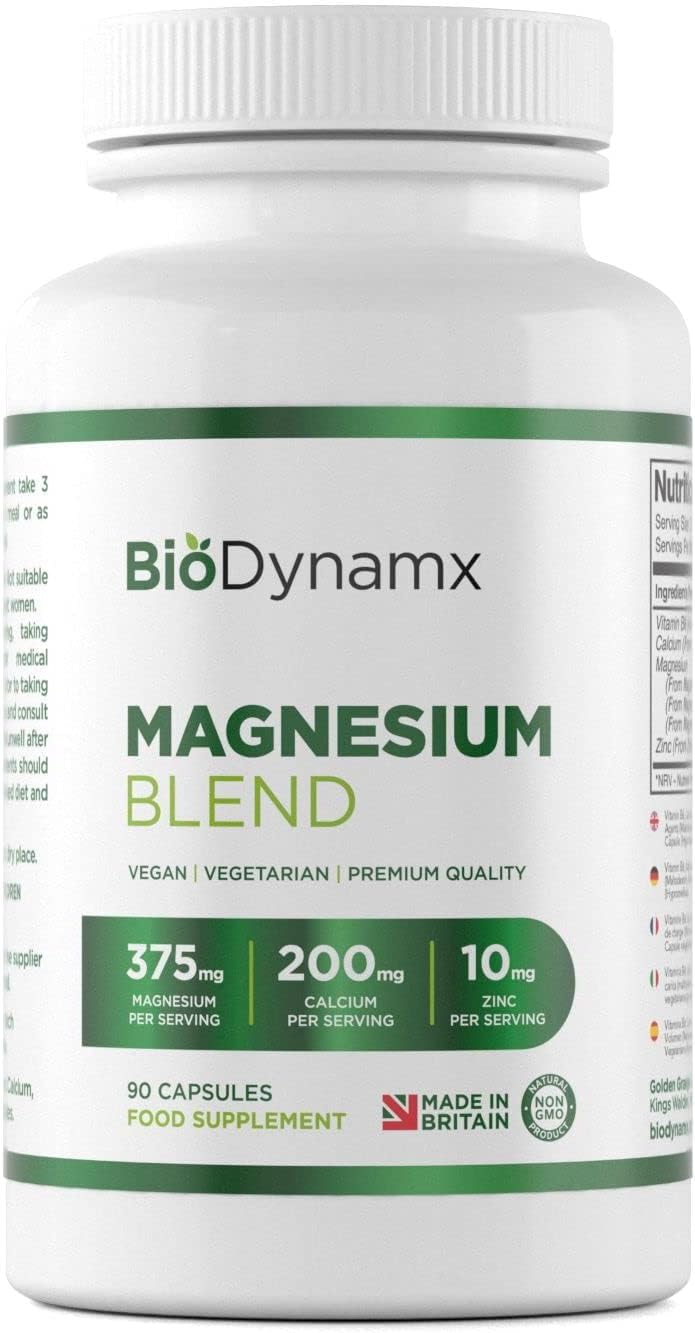Magnesium 400 mg – Magnesium 3-in-1 Complex 375 mg - Glycinate, Malate & Citrate - 90 Highly Effective Vegan Capsules (30 Day Supply) | Support for Energy, Recovery and Sleep | Allergen Free
