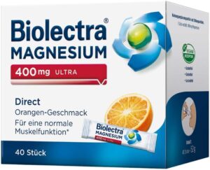 Magnesium 400 mg – Biolectra Magnesium 400 mg Ultra Direct 40 Items Orange Flavour Sticks