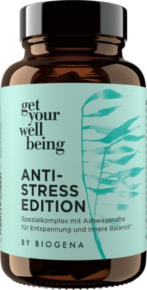 Magnesium Komplex mit B6 & Zink – get your wellbeing by BIOGENA - Anti-Stress Complex for Relaxation & Inner Balance - 60 Capsules - With Ashwagandha, Magnesium & B Vitamins - Dietary Supplement Vegan & Preservative-Free