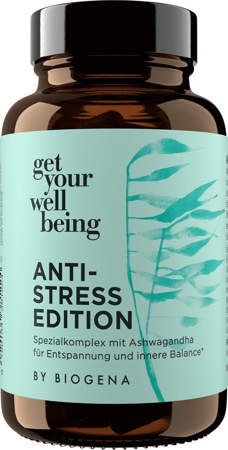 Magnesium Komplex mit B6 & Zink – get your wellbeing by BIOGENA - Anti-Stress Complex for Relaxation & Inner Balance - 60 Capsules - With Ashwagandha, Magnesium & B Vitamins - Dietary Supplement Vegan & Preservative-Free