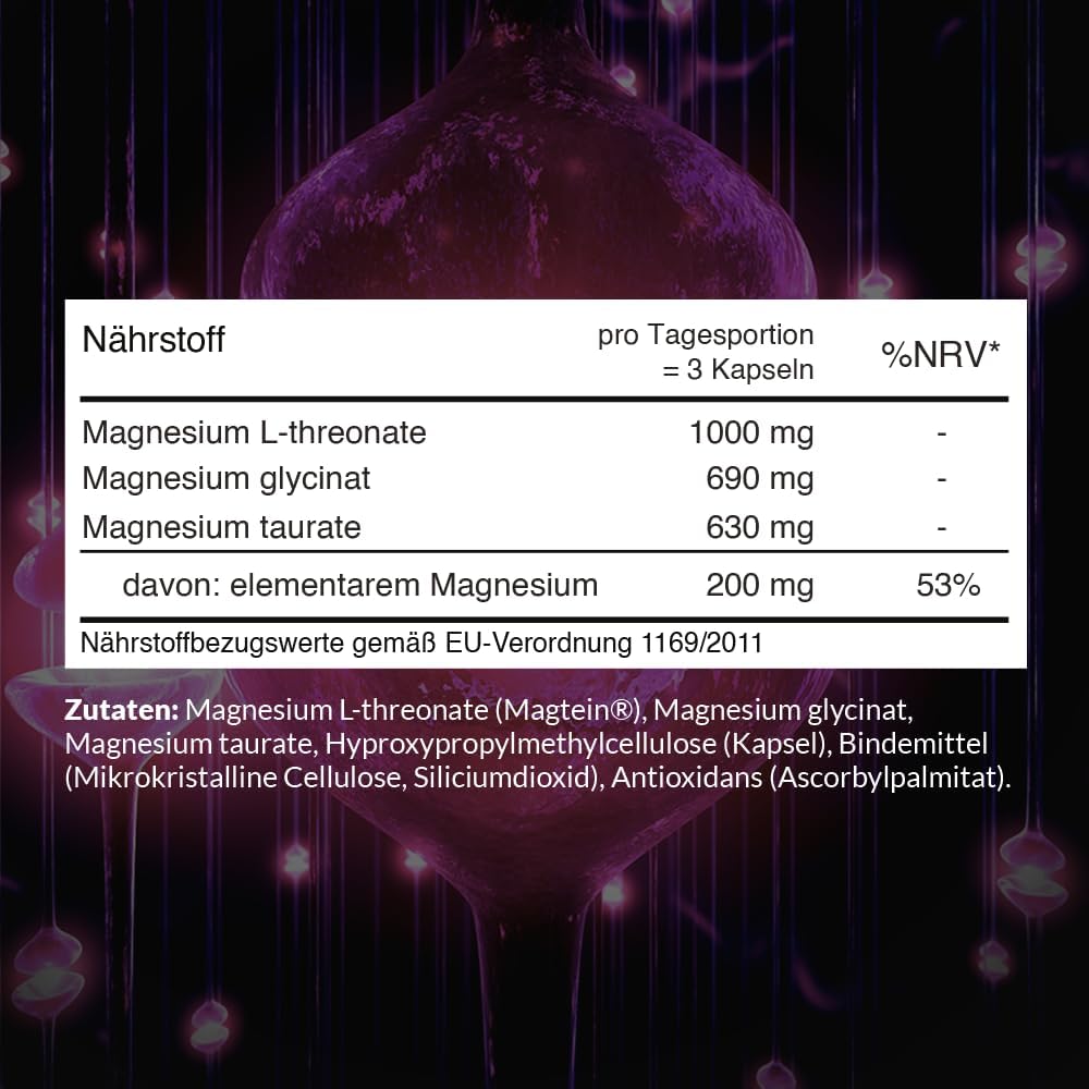 Magnesium Komplex mit B6 & Zink – Intelligent Labs MagEnhance Magtein Magnesium L Threonate Complex High Dose Magnesium Complex Magnesium Glycinate Taurate, 90 Capsules – Bild 2