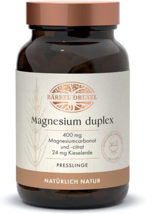 Magnesium 250 mg – BÄRBEL DREXEL® Magnesium duplex for acute needs and depot build-up (200 pieces), magnesium carbonate, silica, magnesium citrate, magnesium tablets, high dose without synthetic additives