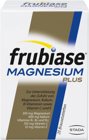 Magnesium Komplex mit B6 & Zink – frubiase Sport Magnesium Plus Sports Drink with High Dose Magnesium, Electrolytes, Vitamins - Supports Energy Metabolism, Muscle Function & Regeneration - 20 Effervescent Tablets