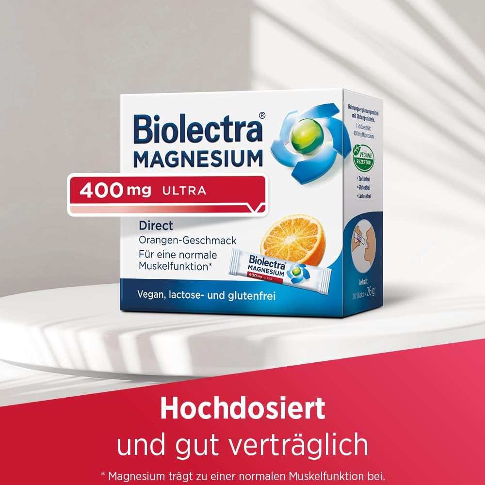 Magnesium 400 mg – Biolectra Magnesium 400 mg ultra Direct Orangengeschmack, 20 pcs sticks – Bild 6