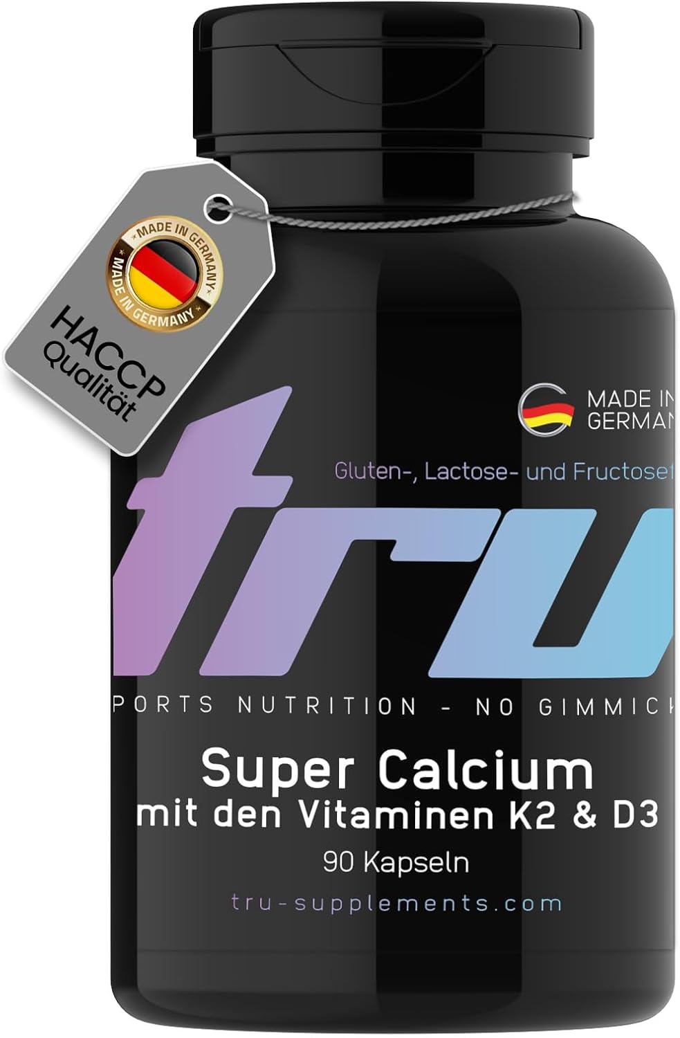 Magnesium Komplex mit B6 & Zink – Super Calcium with Vitamin D3 & K2-90 Capsules - High Dose - *Maintaining Normal Bones - TRU Sports Nutrition - 100% Vegan | Manufacturing & Laboratory Test in Germany