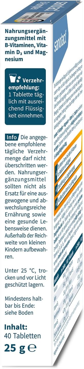 Magnesium Komplex mit B6 & Zink – sanotact B Complex + Magnesium + Vitamin D3 (60 Tablets) • High Dose B Vitamins with Depot & Long-Term Effect • 100% Vegan • Vitamin B1, B2, B6, B12, D3, Biotin, Folic Acid, Magnesium – Bild 4