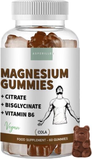 Magnesium Komplex mit B6 & Zink โ Magnesium Complex Gummy Bears - Magnesium Citrate 1560 mg + Magnesium Bisglycinate 600 mg (of which 250 mg Elementary Magnesium) - High Bioavailability with Vitamin B6 - Vegan, 60 Gummies, Colage