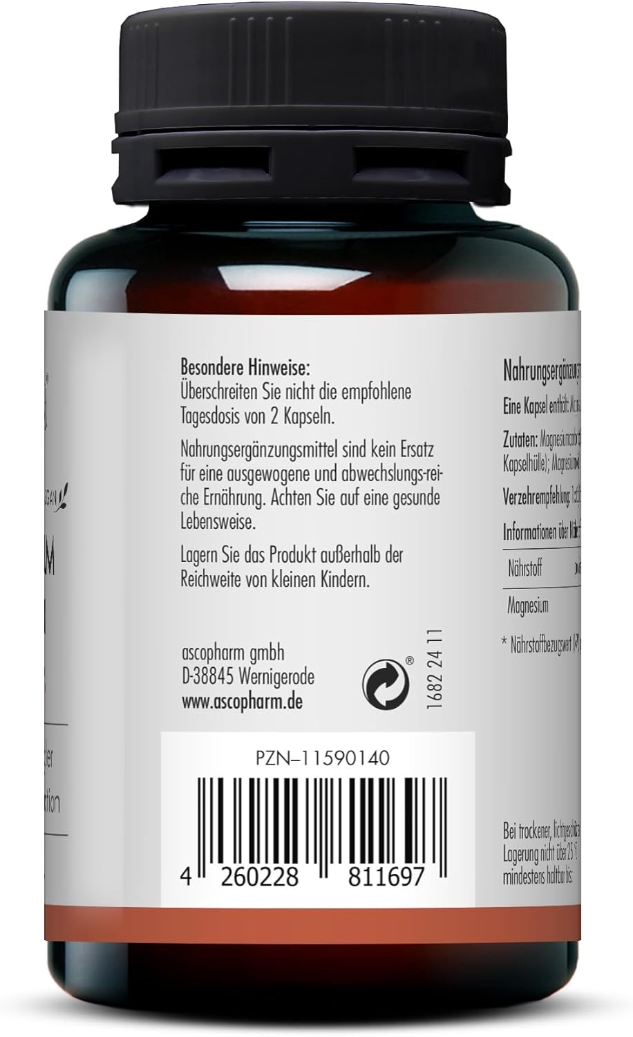 Magnesium 250 mg – sovita Magnesium Opti 250 Capsules | High Dose & Vegan | For Muscles, Nerves & Energy Metabolism – Bild 8