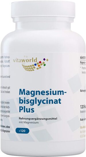 Magnesium 400 mg – vitaworld Magnesium Bisglycinate Plus, 333 mg Pure Magnesium per Daily Consumption, Vegan, 120 Capsules