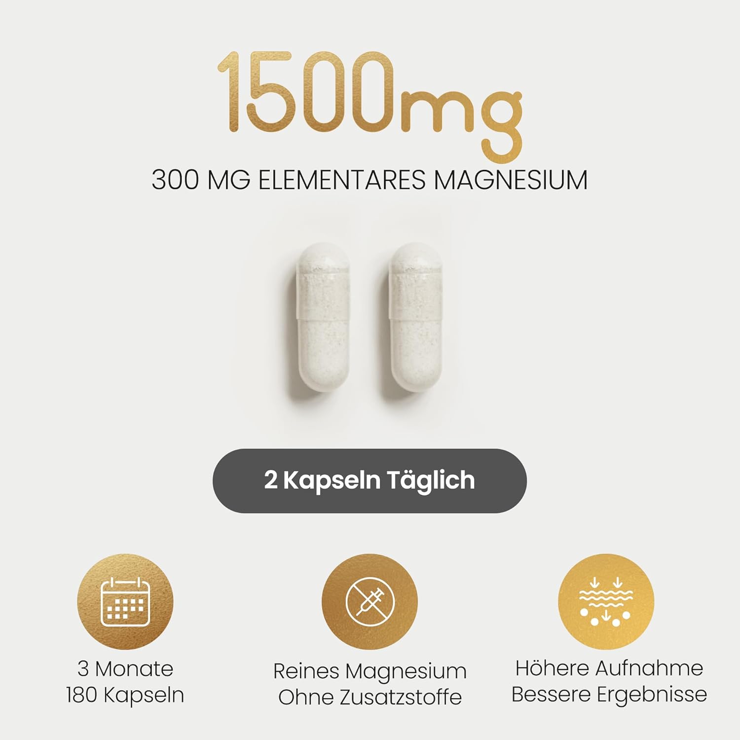 Magnesium 400 mg – Magnesium Glycinate 180 Capsules, 300 mg Elementary Mg, 1500 mg Per Dose, Magnesium Bisglycinate Powder, Magnesium Glycinate High Dose, No Additives, VitaBright Organic Magnesium Bisglycinate – Bild 4