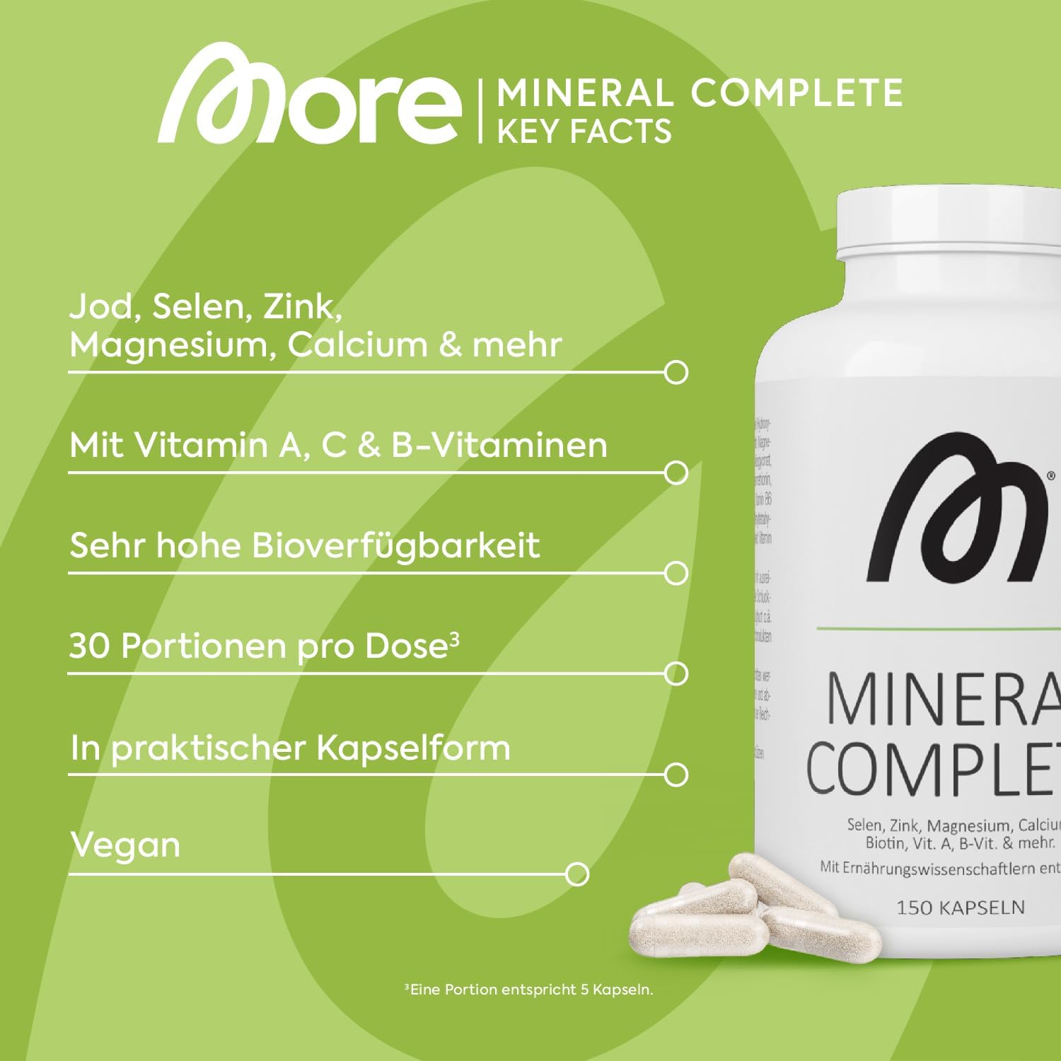 Magnesium Komplex mit B6 & Zink – More Mineral Complete V4 150 Capsules with Minerals, Trace Elements and Vitamins – Bild 3