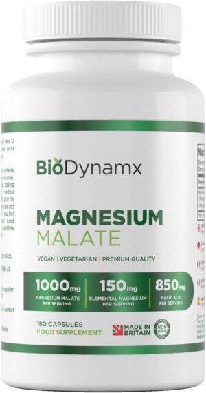 Magnesium 400 mg – Magnesium Malate | 180 Magnesium Malate Capsules - 1000 mg per Serving | High Dose GMO, Gluten and Allergen-free