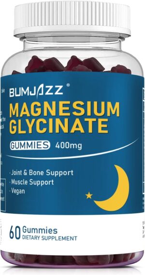 Magnesium 400 mg – Magnesium Glycinate Gummy Bears 400 mg - Pack of 60 - Magnesium L-Threonate 200 mg - Sugar-Free Magnesium Potassium Supplement with Vitamin D, B6, CoQ10