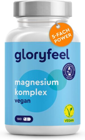 Magnesium Komplex mit B6 & Zink โ Magnesium Complex - 5-in-1 Premium Compounds - Magnesium Citrate, Magnesium Bisglycinate, Magnesium Oxide, Magnesium Malate & Ascorbate - Bioactive Magnesium Sources - 100% Vegan