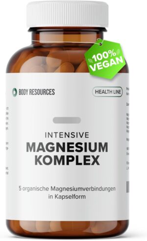 Magnesium Komplex mit B6 & Zink โ Intensive Magnesium Mix 800 mg I 5 Organic Magnesium Sources I Made in Germany I Premium Quality I Laboratory Tested Vegan High Bioavailability I