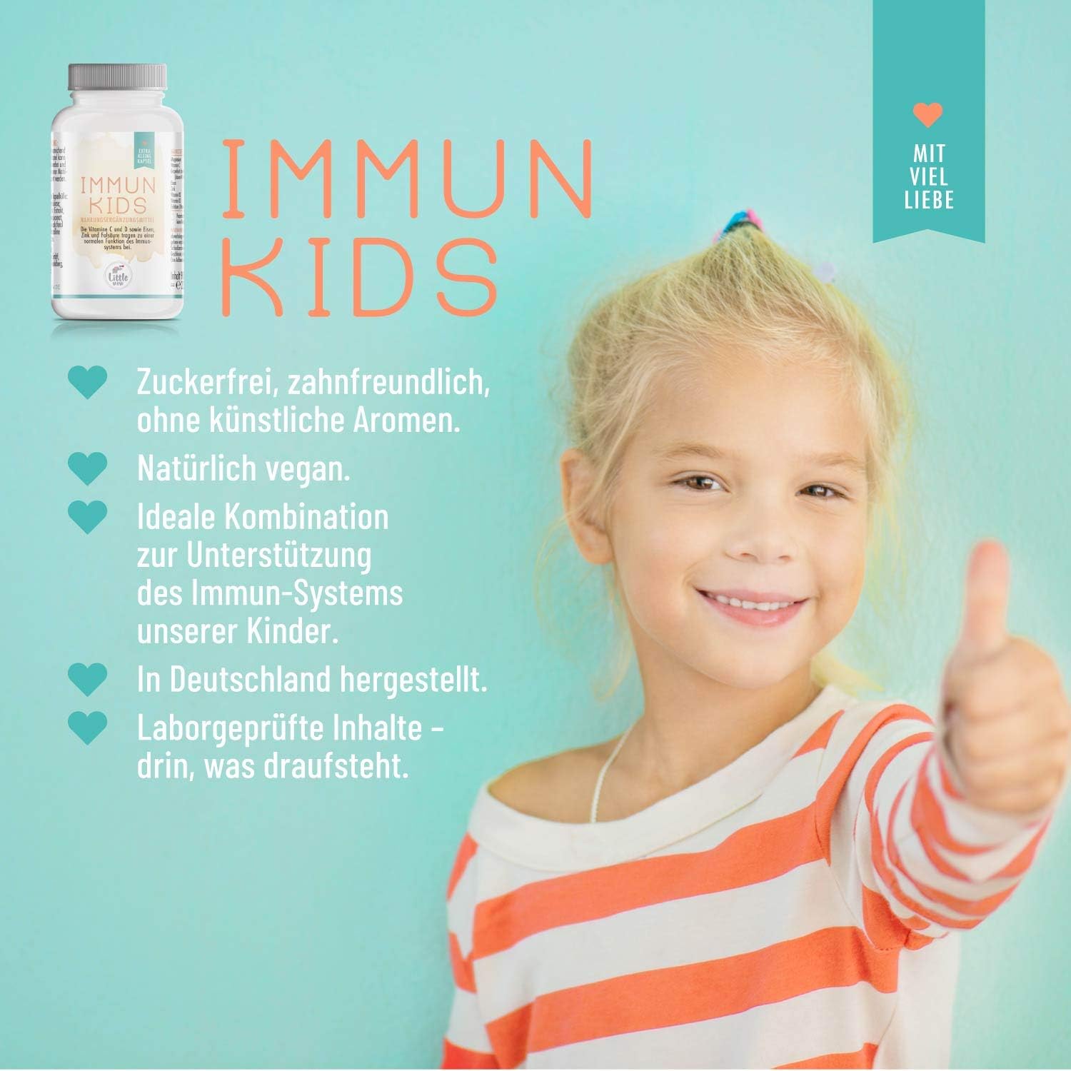 Magnesium Komplex mit B6 & Zink – Children's Vitamins - Multivitamin Capsules Specially for the Immune System - With Vitamin D Children + C + Magnesium + Folic Acid B9 + Iron & Zinc - 90 Capsules 100% Vegan for 3 Months - Grapefruit – Bild 2