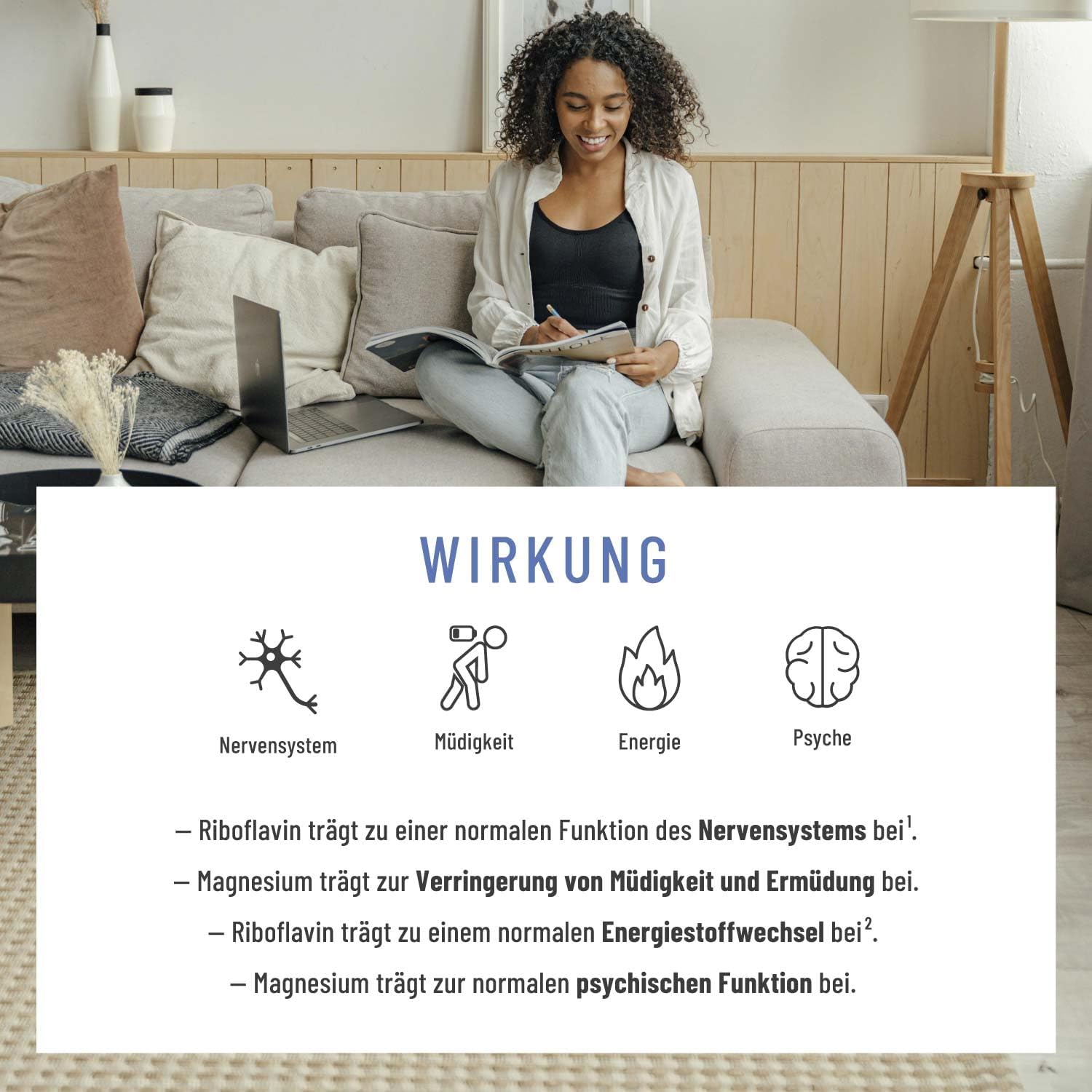 Magnesium Komplex mit B6 & Zink – NATURTREU® Fog Light - Motherwort Complex High Dose 1260 mg per Day - Complex with Ginger, Magnesium, Coenzyme Q10 & Vitamin B2 - Natural and Vegan – Bild 4