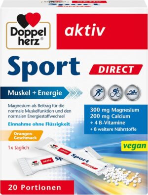 Magnesium Komplex mit B6 & Zink – Doppelherz Sport Direct, dietary supplement with B vitamins and minerals for athletes and physically active people, orange flavour, 20 portions (20 x micro pellets = 40 g)