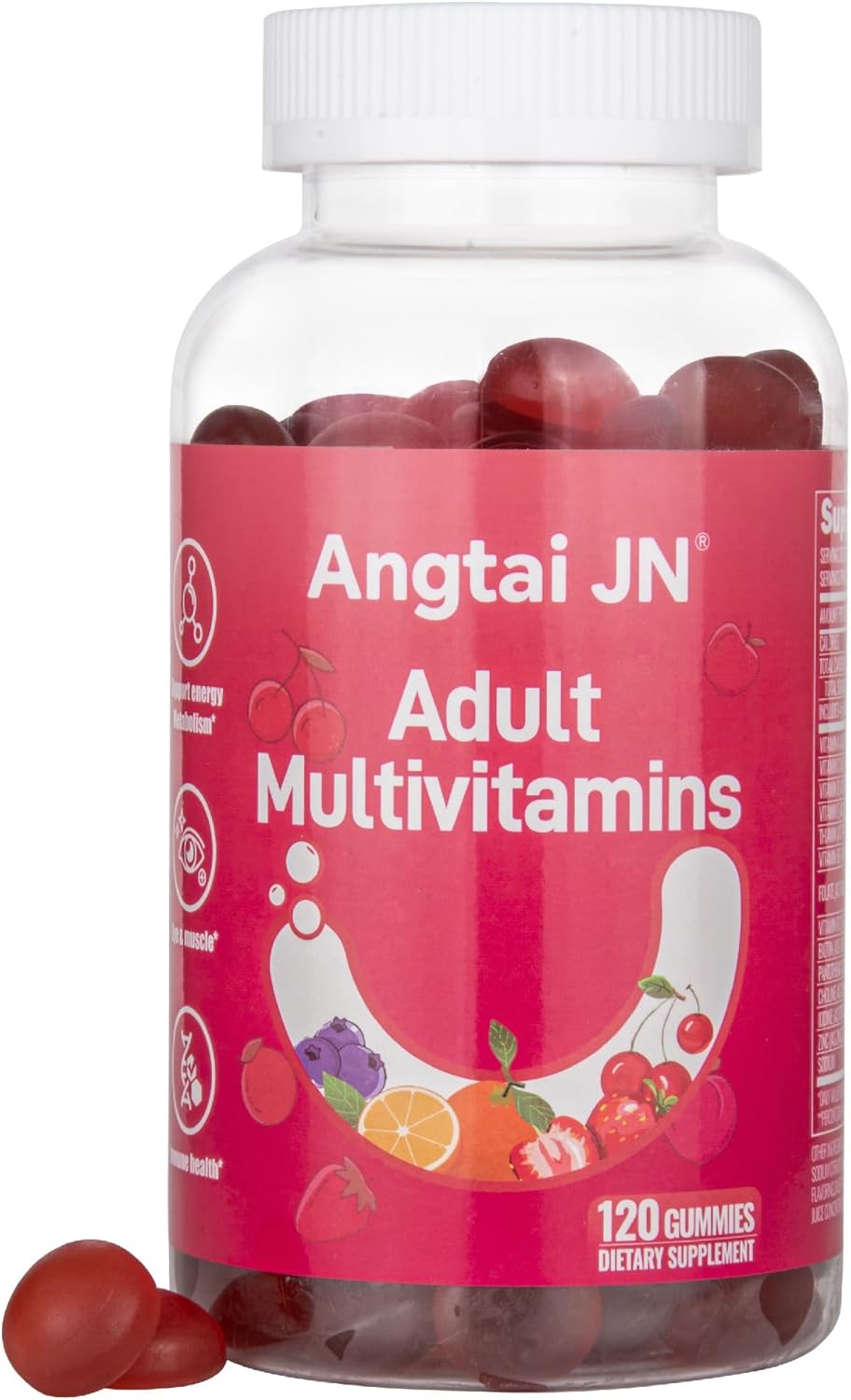 Magnesium Komplex mit B6 & Zink – Multivitamin Gummy, 120 Gummy Bears with Vitamins A, B6, C, D, E, Biotin, Zinc, Gummies for Women and Men with Vitamins and Minerals, Vegan, Gluten Free, Non-GMO, Mixed Berry Flavour, 2 Months Angtai