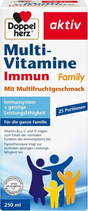 Magnesium Komplex mit B6 & Zink – Doppelherz Multi-Vitamins Immun Family - 11 Vitamins + Magnesium Ready to Drink Immediately with Multi Fruit Flavour - 250 ml